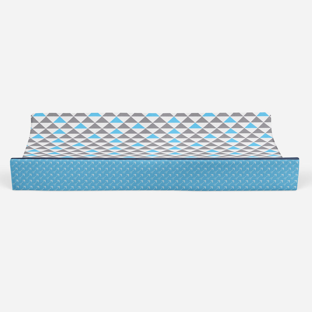 Woodlands Aqua/Navy/Grey Quilted Changing Pad Cover - Bacati - Changing pad cover - Bacati