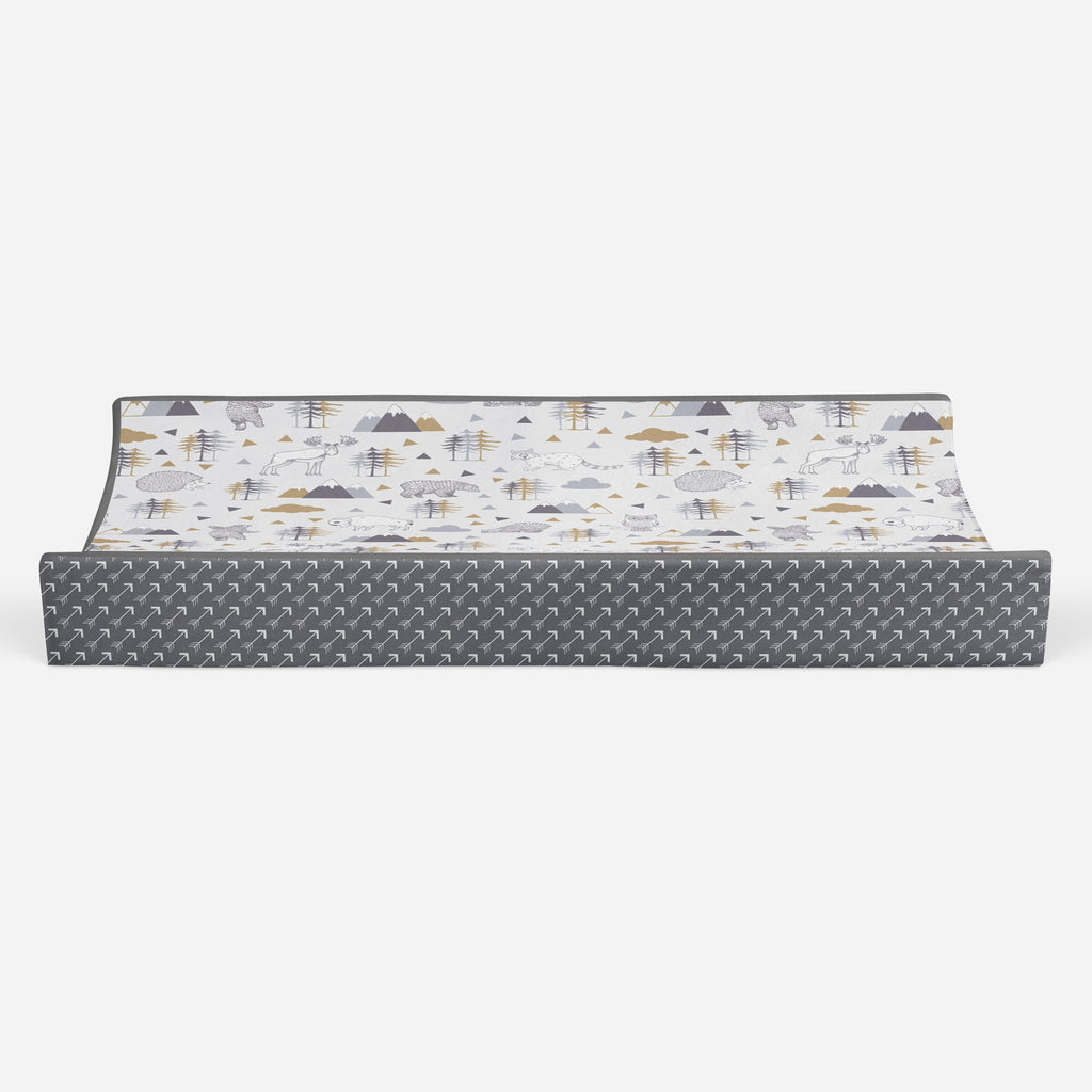 Woodlands Beige/Grey Quilted Changing Pad Cover - Bacati - Changing pad cover - Bacati