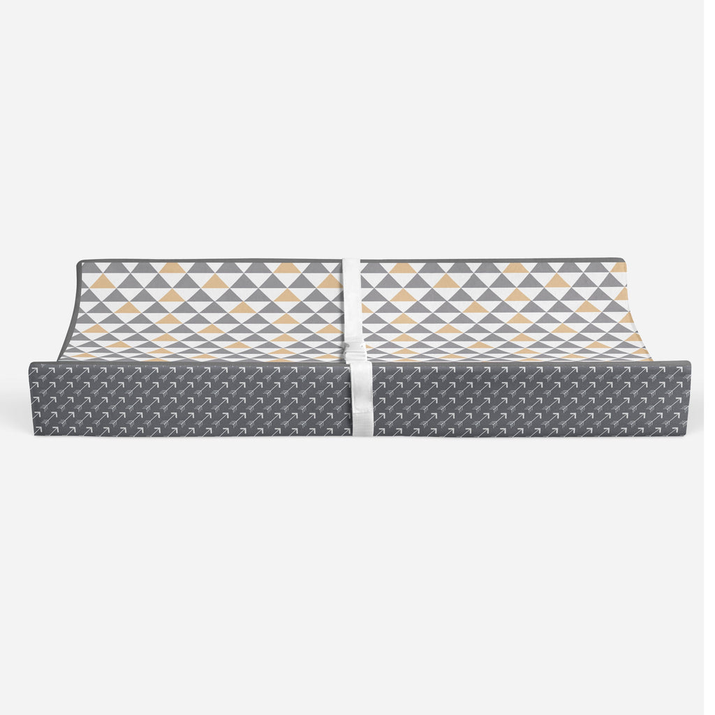 Woodlands Beige/Grey Quilted Changing Pad Cover - Bacati - Changing pad cover - Bacati