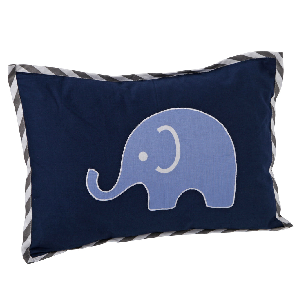 Decorative Pillow, Elephants Blue/Grey - Bacati - Dec Pillow or Rocker Dec Pillow - Bacati