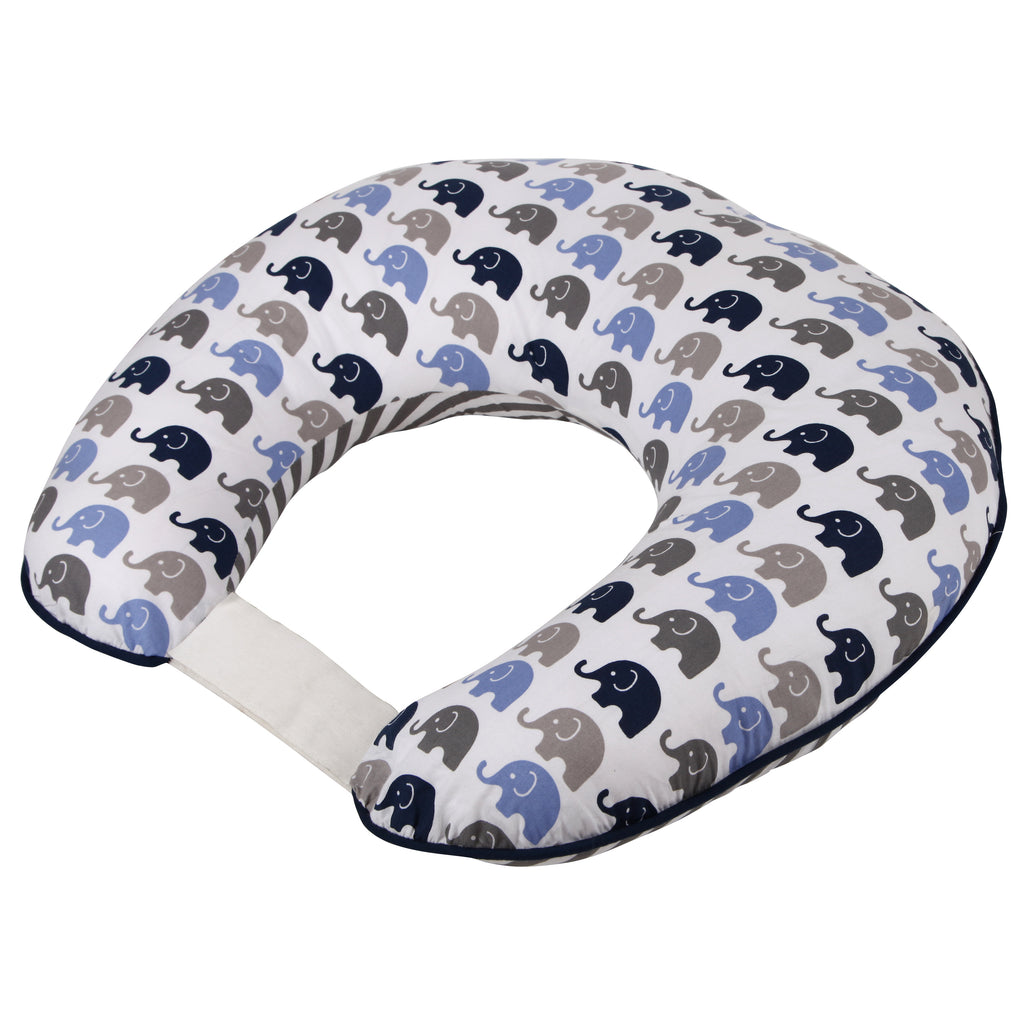 3 pc Nursing/Feeding Pillow Set Elephants Blue/Grey - Bacati - Nursing Pillow - Bacati