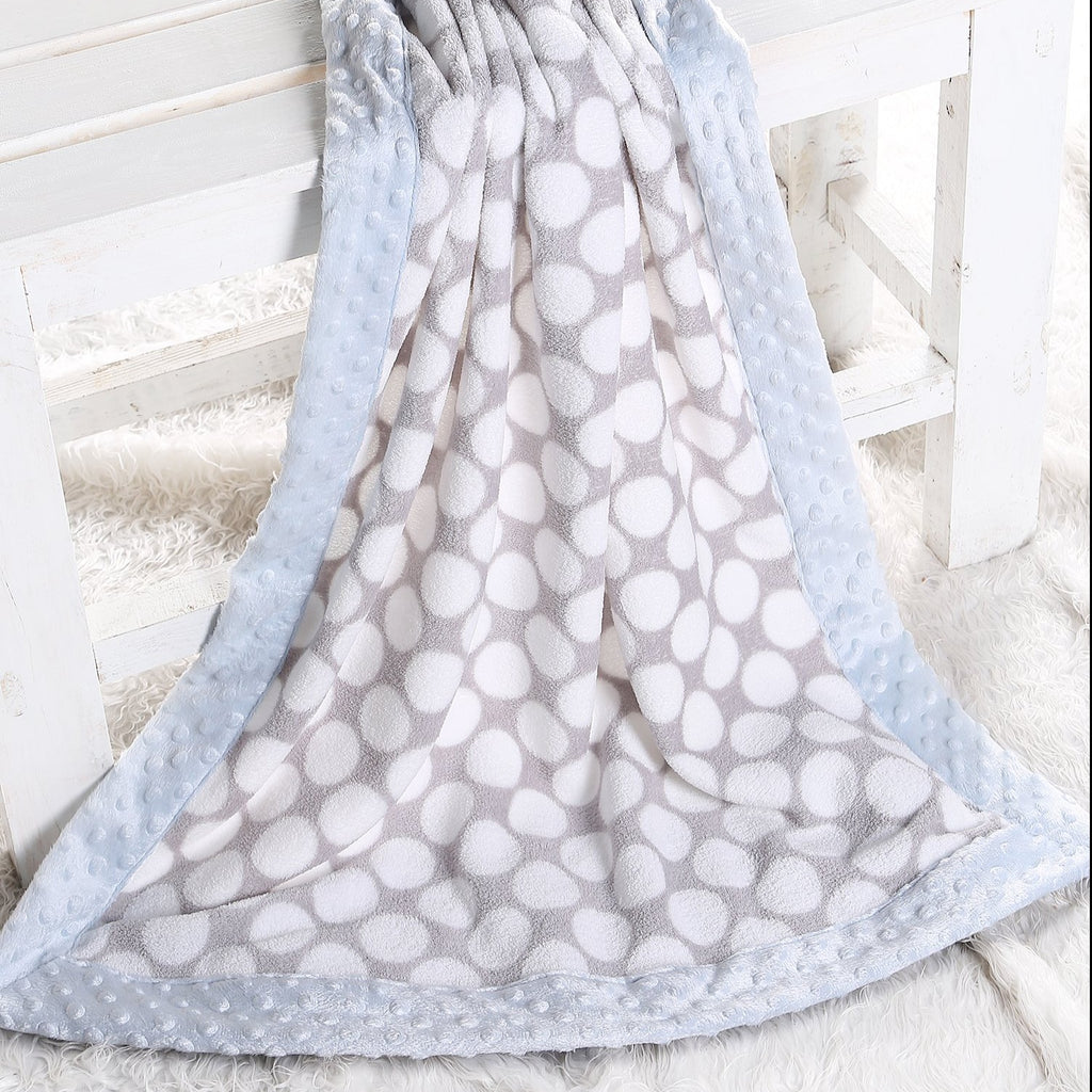 Embroidered Plush Blanket, Elephants Blue/Grey with Multiple Options - Bacati - Embroidered Plush Blanket - Bacati