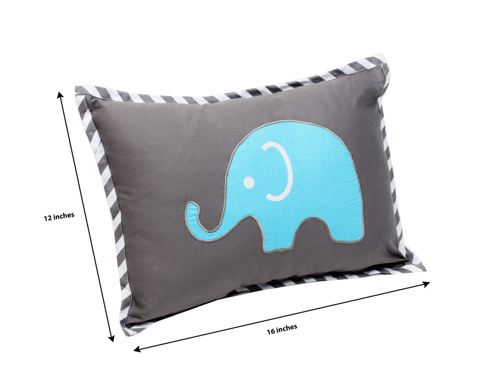 Decorative Pillow, Elephants Aqua/Lime/Grey - Bacati - Dec Pillow or Rocker Dec Pillow - Bacati