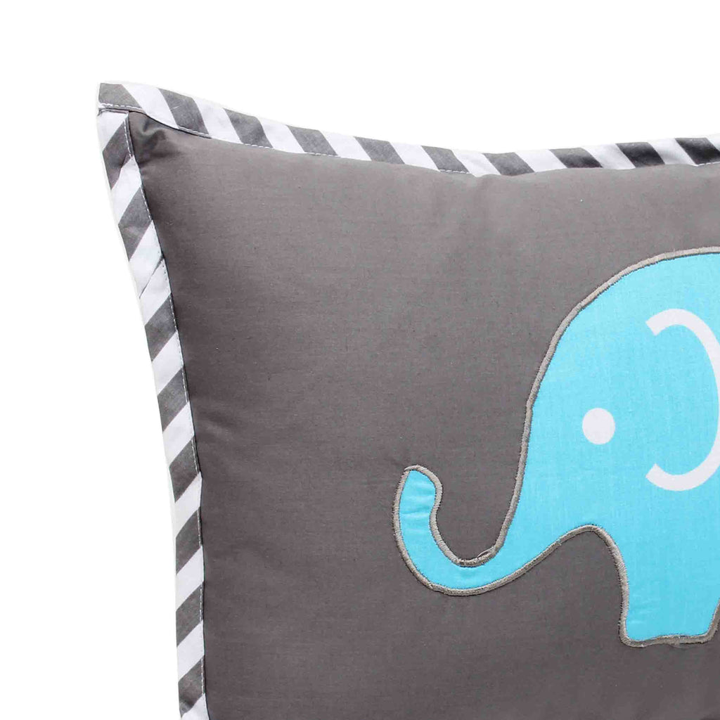 Decorative Pillow, Elephants Aqua/Lime/Grey - Bacati - Dec Pillow or Rocker Dec Pillow - Bacati
