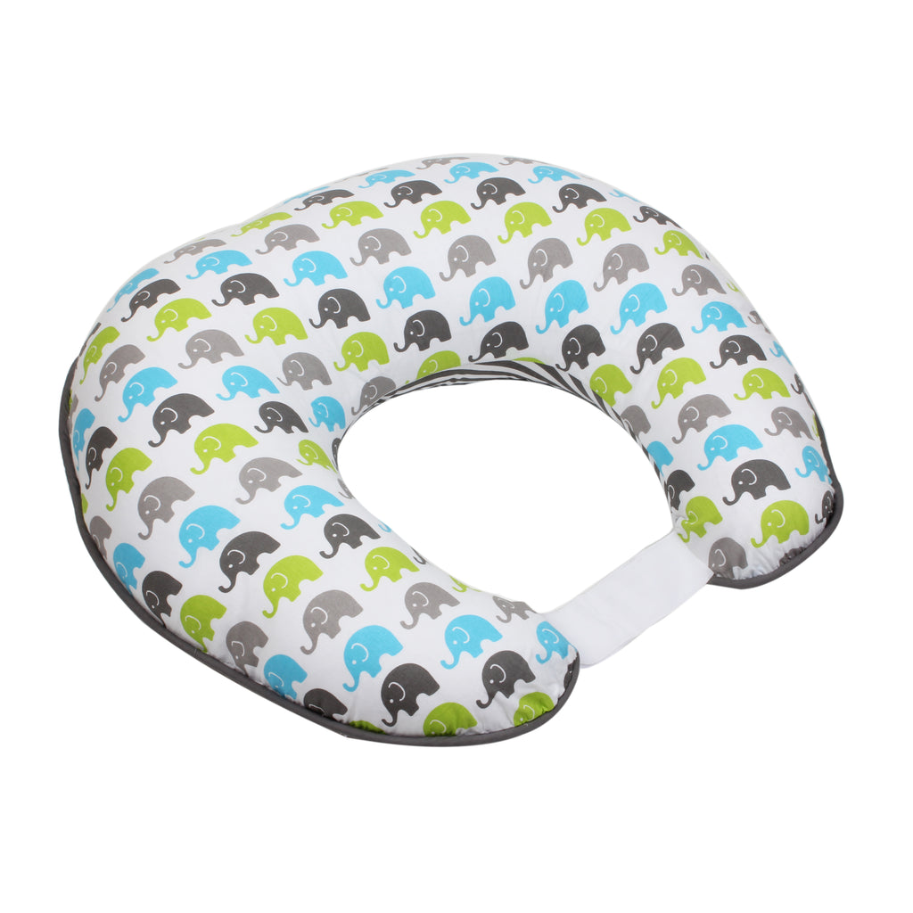 3 pc Nursing/Feeding Pillow Set Elephants Aqua/Lime/Grey - Bacati - Nursing Pillow - Bacati