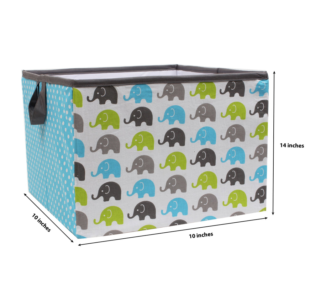 Bacati - Elephants Nursery Storage Items, Aqua/Lime/Grey - Bacati - Nursery/Kids Storage - Bacati
