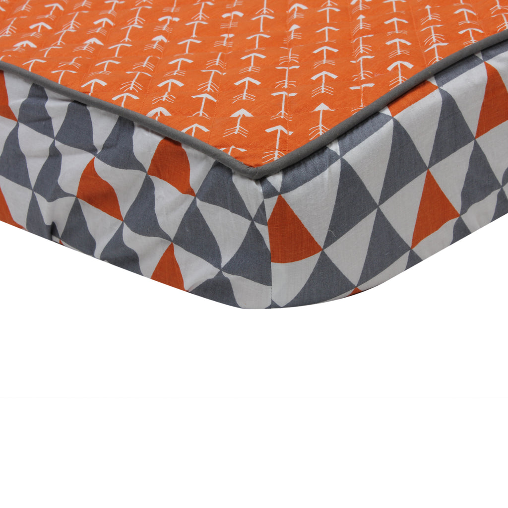 Playful Fox Orange/Grey Neutral Quilted Changing Pad Cover - Bacati - Changing pad cover - Bacati