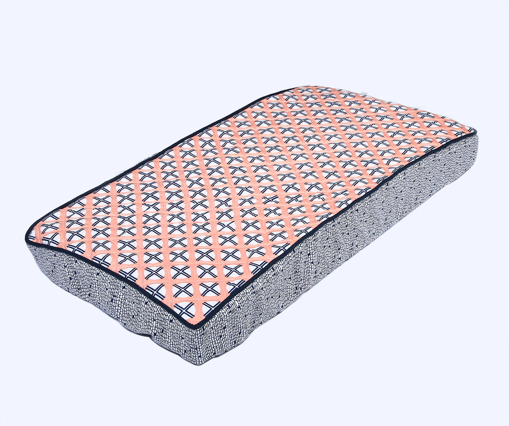Tribal Noah Coral/Navy Girls Quilted Changing Pad Cover - Bacati - Changing pad cover - Bacati