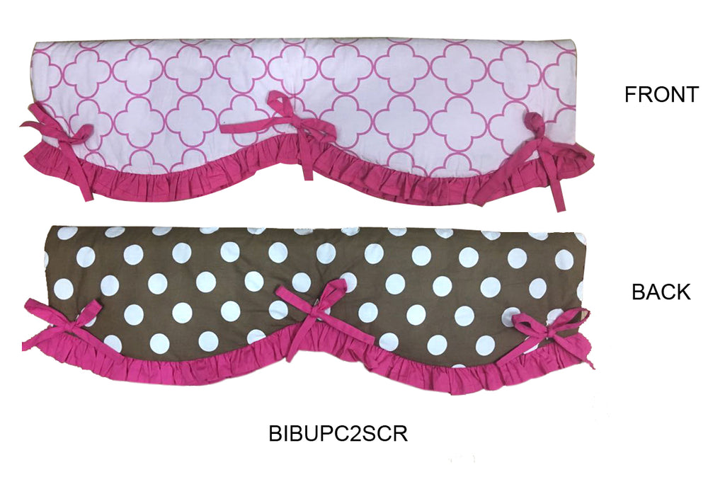 Long/Small Crib Rail Guard Covers Cotton Butterflies/Ladybugs, Pink/Fuchsia/Chocolate - Bacati - Crib Rail Guard - Bacati