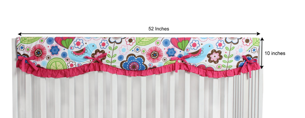 Long/Small Crib Rail Guard Covers Cotton Botanical, Pink/Aqua/Fuchsia/Green - Bacati - Crib Rail Guard - Bacati