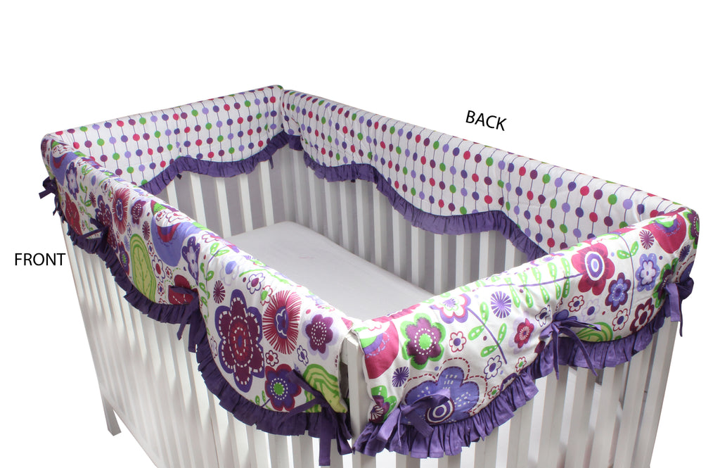 Crib Rail Guard Covers Cotton, Botanical, Purple/Lilac/Green/Plum - Bacati - Crib Rail Guard - Bacati