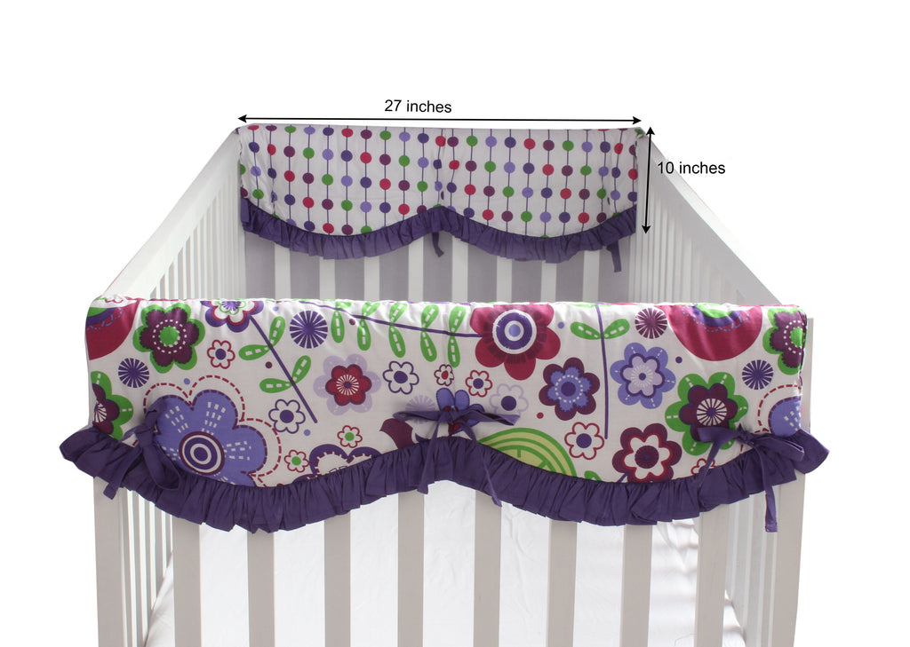 Crib Rail Guard Covers Cotton, Botanical, Purple/Lilac/Green/Plum - Bacati - Crib Rail Guard - Bacati