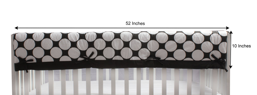 Long/Small Crib Rail Guard Covers Cotton Dots/Stripes, Black/White - Bacati - Crib Rail Guard - Bacati