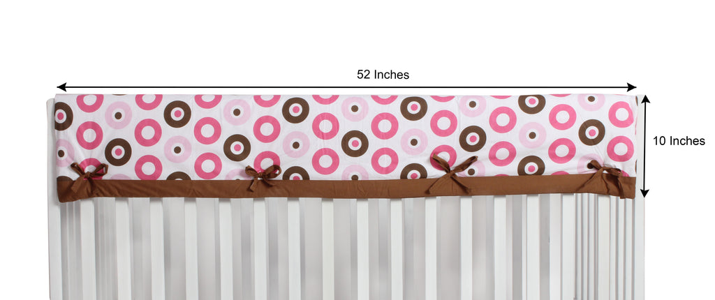 Long/Small Crib Rail Guard Covers Mod Dots/Stripes, Pink/Brown - Bacati - Crib Rail Guard - Bacati
