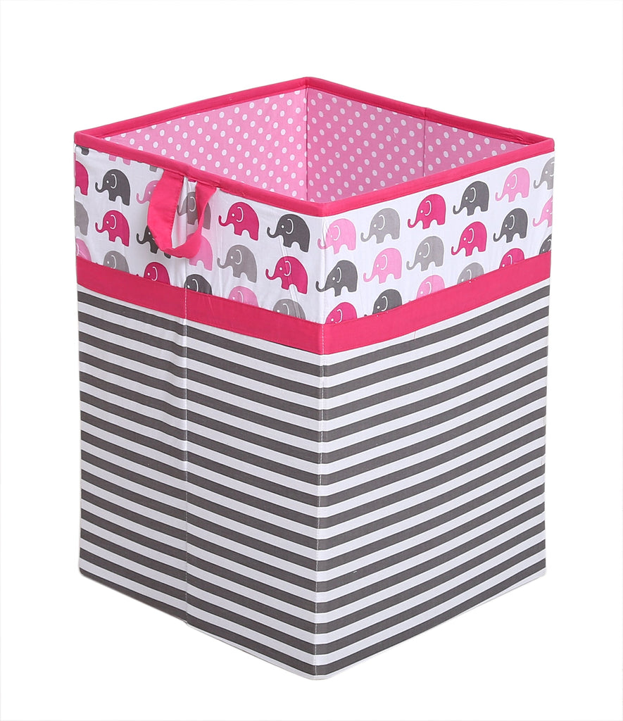 Bacati - Elephants Nursery Storage Items, Pink/Grey - Bacati - Nursery/Kids Storage - Bacati