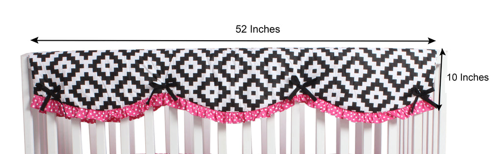 Crib Rail Guard Covers Cotton Love Aztec, Black/Fuchsia - Bacati - Crib Rail Guard - Bacati