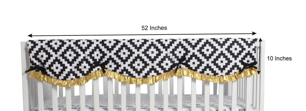 Long/Small Crib Rail Guard Covers Love Aztec, Black/Gold - Bacati - Crib Rail Guard - Bacati