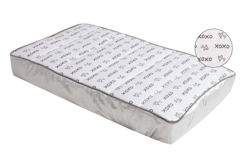 Love Aztec Grey/Silver Neutral Quilted Changing Pad Cover - Bacati - Changing pad cover - Bacati