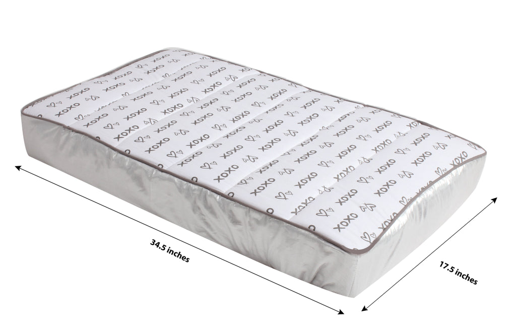 Love Aztec Grey/Silver Neutral Quilted Changing Pad Cover - Bacati - Changing pad cover - Bacati