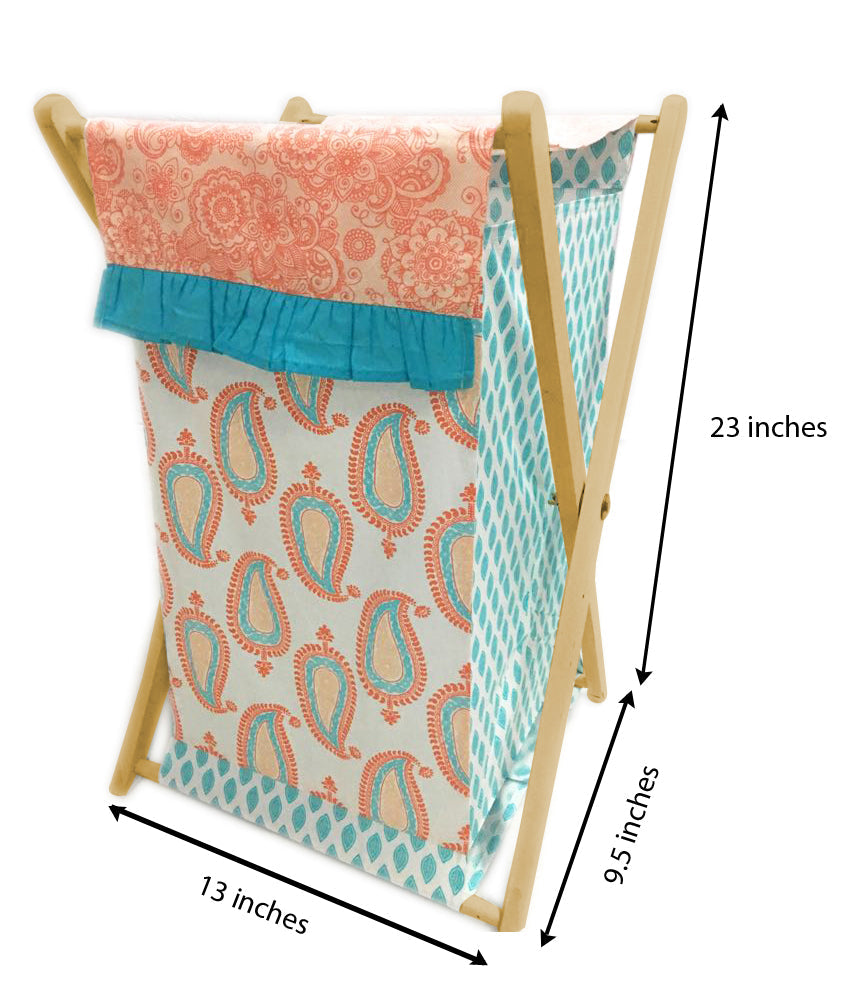 Bacati - Paisley Sophia Girls Nursery Kids Storage Items, Coral/Aqua - Bacati - Nursery/Kids Storage - Bacati