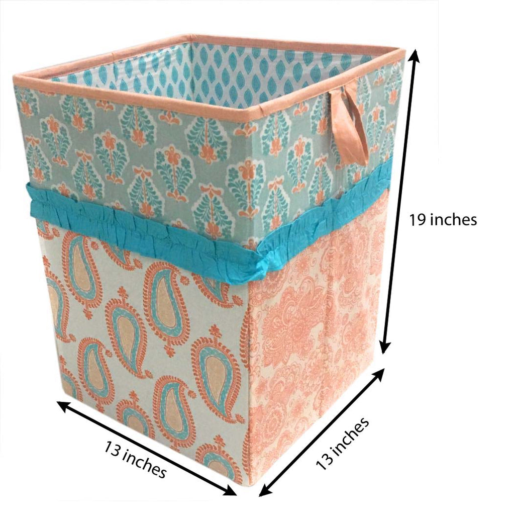 Bacati - Paisley Sophia Girls Nursery Kids Storage Items, Coral/Aqua - Bacati - Nursery/Kids Storage - Bacati