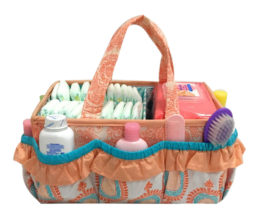 Bacati - Paisley Sophia Girls Nursery Kids Storage Items, Coral/Aqua - Bacati - Nursery/Kids Storage - Bacati