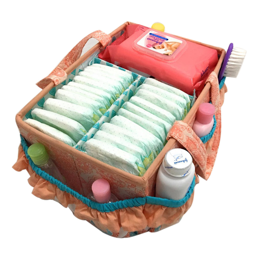Bacati - Paisley Sophia Girls Nursery Kids Storage Items, Coral/Aqua - Bacati - Nursery/Kids Storage - Bacati