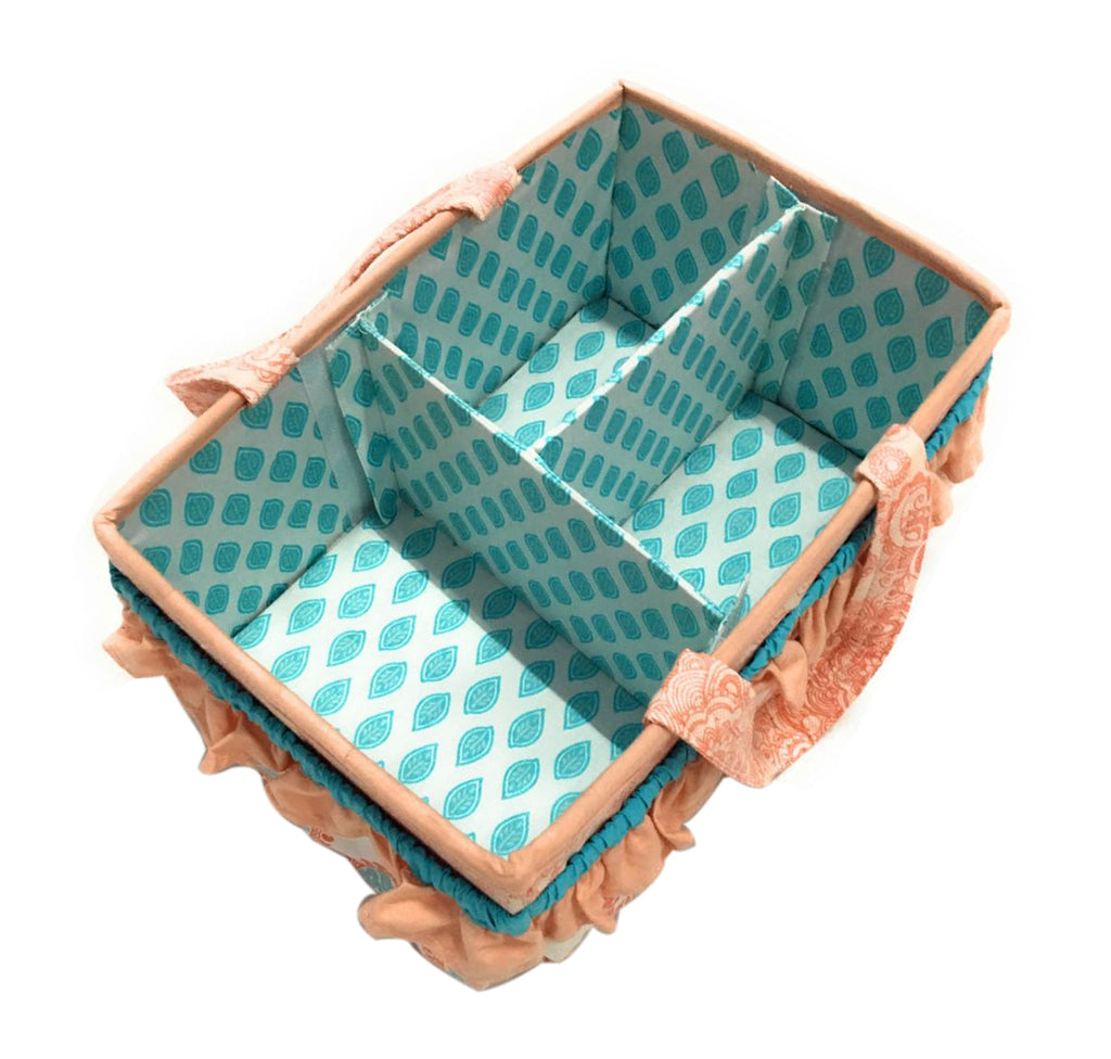 Bacati - Paisley Sophia Girls Nursery Kids Storage Items, Coral/Aqua - Bacati - Nursery/Kids Storage - Bacati