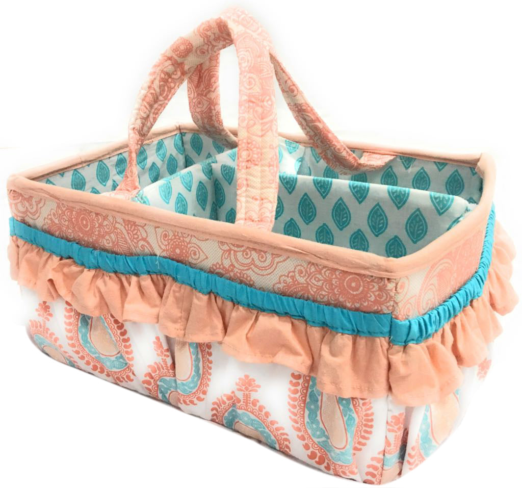 Bacati - Paisley Sophia Girls Nursery Kids Storage Items, Coral/Aqua - Bacati - Nursery/Kids Storage - Bacati
