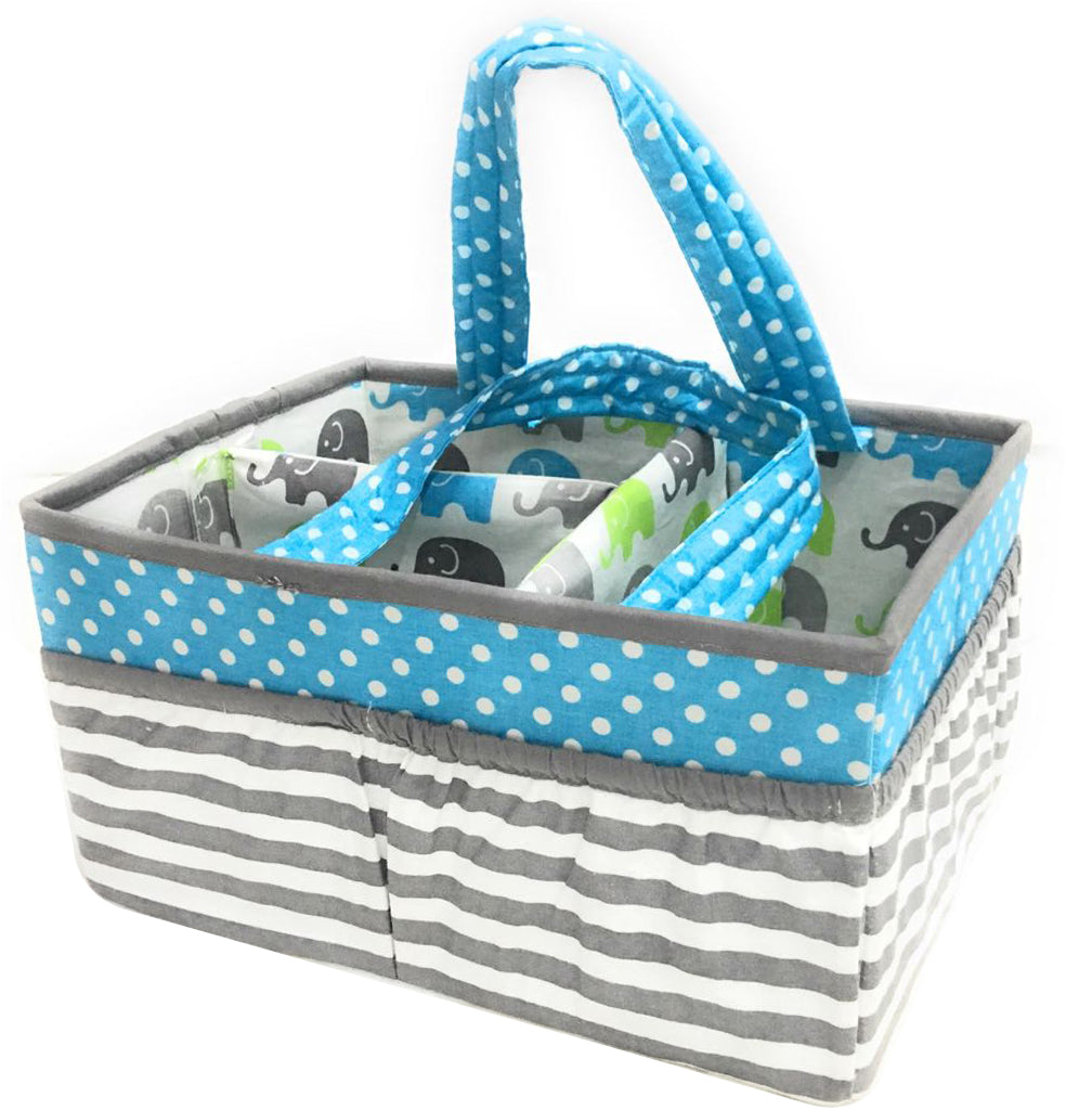 Bacati - Elephants Nursery Storage Items, Aqua/Lime/Grey - Bacati - Nursery/Kids Storage - Bacati