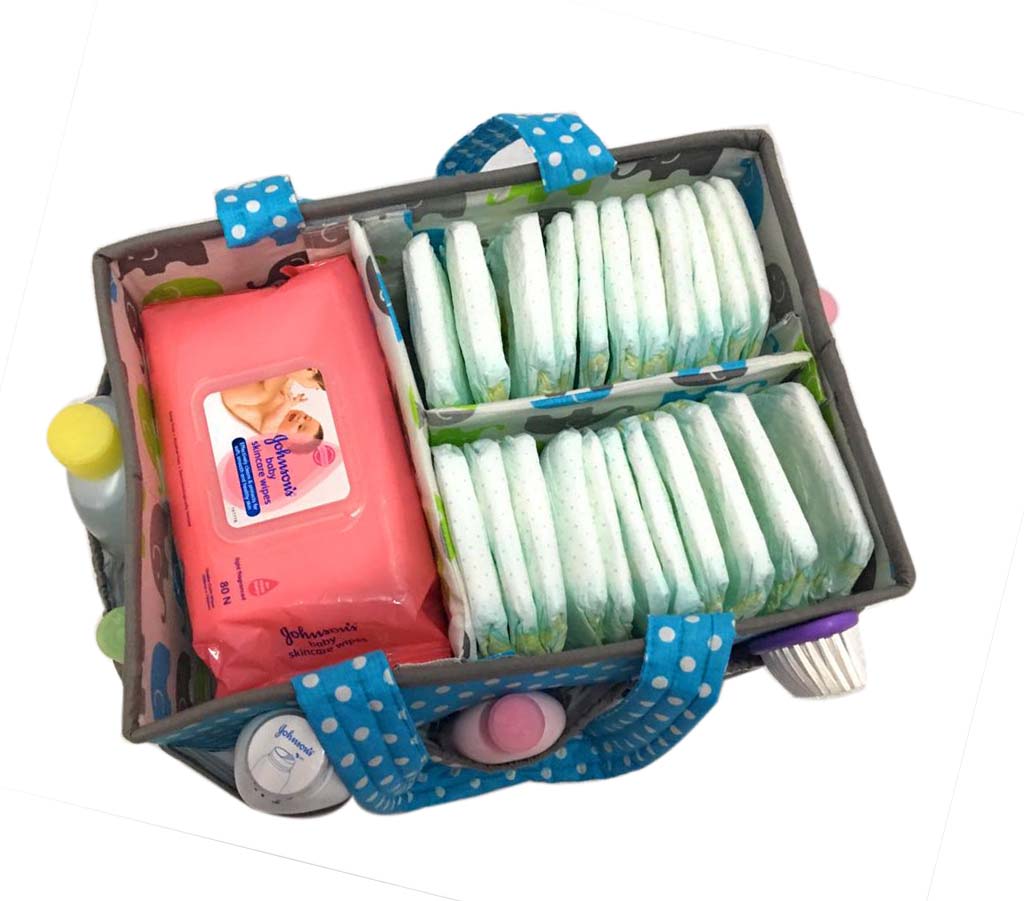 Bacati - Elephants Nursery Storage Items, Aqua/Lime/Grey - Bacati - Nursery/Kids Storage - Bacati