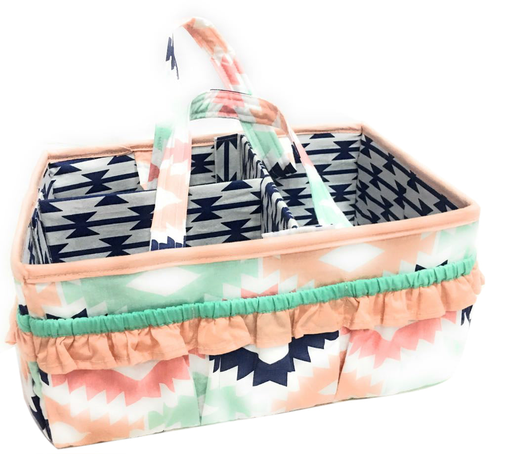 Aztec Emma Girls Nursery Kids Storage. Coral/Mint/Navy - Bacati - Nursery/Kids Storage - Bacati