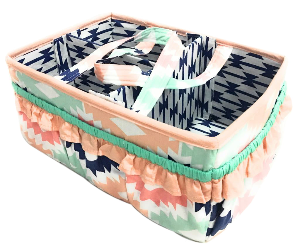 Aztec Emma Girls Nursery Kids Storage. Coral/Mint/Navy - Bacati - Nursery/Kids Storage - Bacati