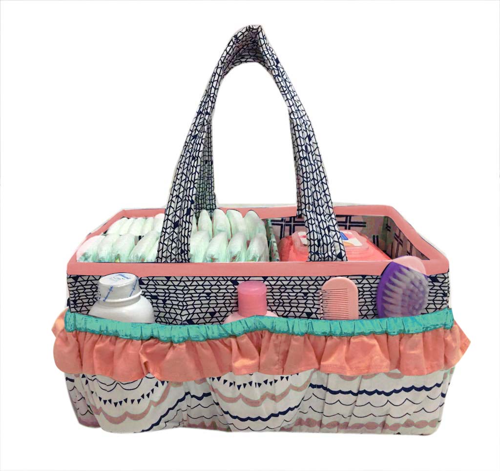 Bacati - Tribal Olivia, Girls Nursery Kids Storage. Coral/Navy - Bacati - Nursery/Kids Storage - Bacati