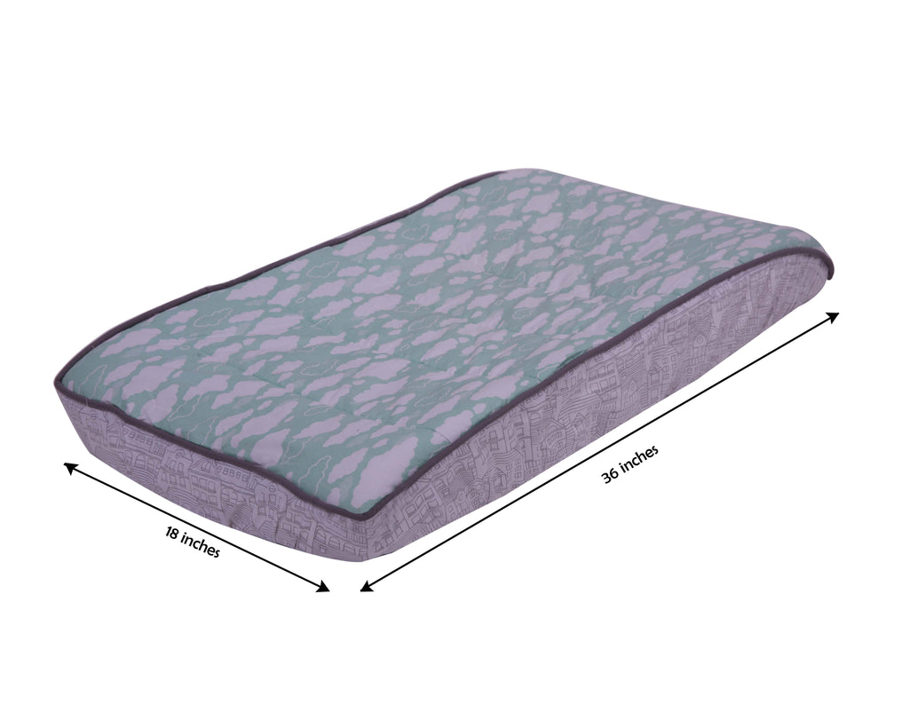 Clouds in the City Mint/Grey Neutral Quilted Changing Pad Cover - Bacati - Changing pad cover - Bacati
