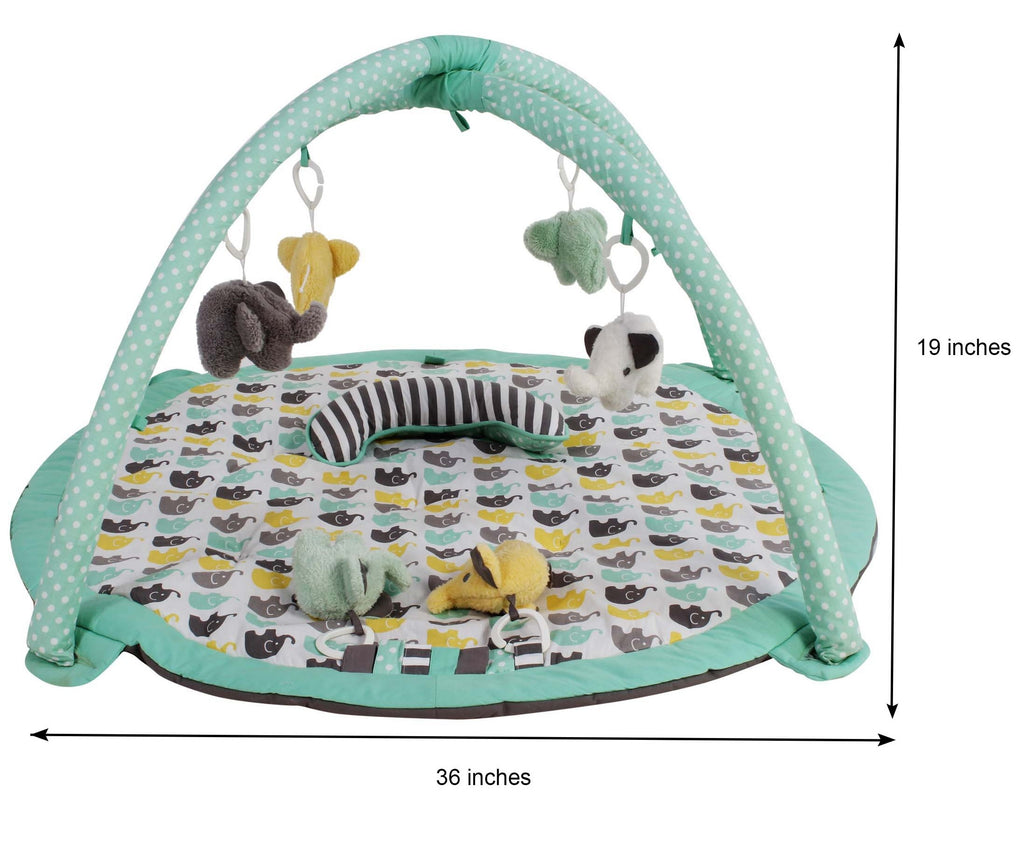 Playmat/Baby Activity Gym with Mat, Elephants Mint/Yellow/Grey - Bacati - Baby Activity Gym with Mat - Bacati