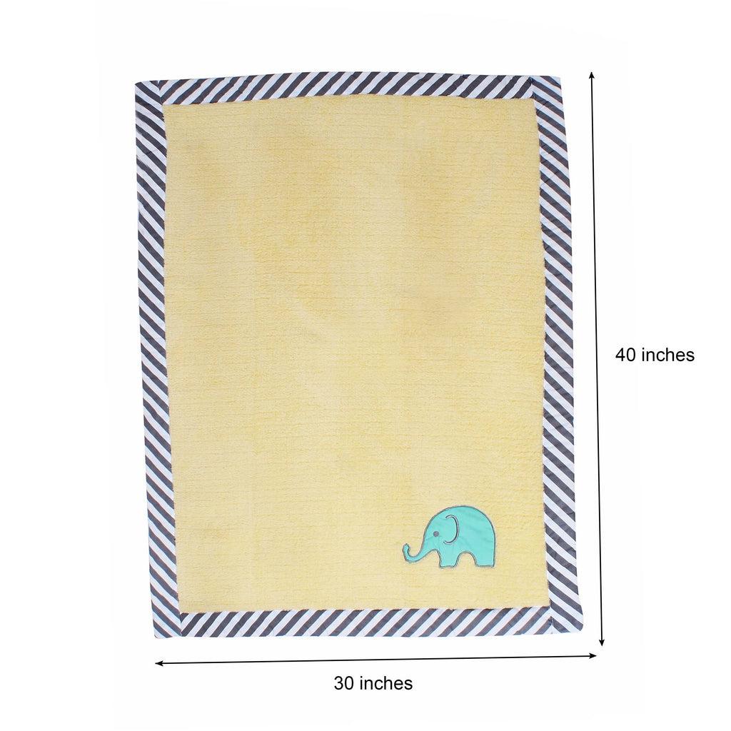 Embroidered Plush Blanket, Elephants Mint/Yellow/Grey with Multiple Options - Bacati - Embroidered Plush Blanket - Bacati
