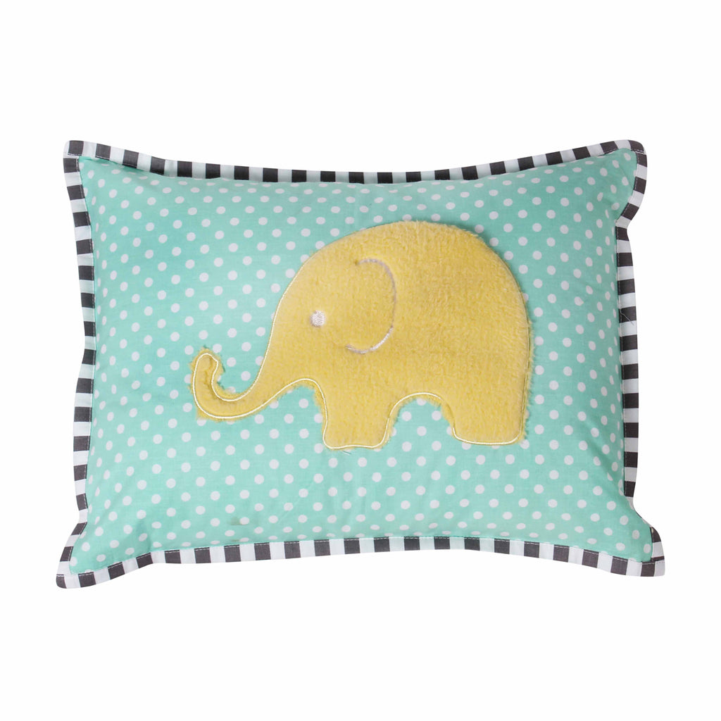 Bacati - Decorative Pillow, Elephants Mint/Yellow/Grey - Bacati - Dec Pillow or Rocker Dec Pillow - Bacati