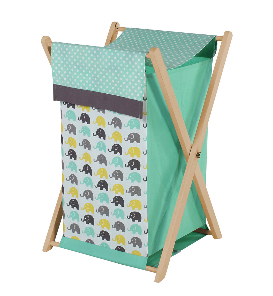 Bacati - Elephants Nursery Storage Items, Mint/Yellow/Grey - Bacati - Nursery/Kids Storage - Bacati