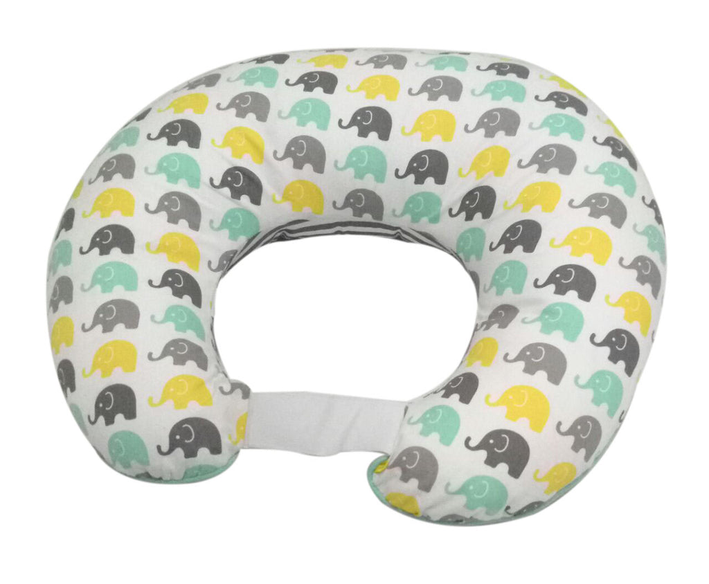 3 pc Nursing/Feeding Pillow Set Elephants Mint/Yellow/Grey - Bacati - Nursing Pillow - Bacati