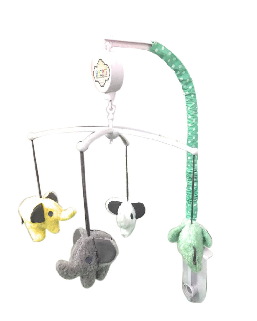 Elephants Mint/Yellow/Grey Musical Baby Crib Mobile - Bacati - Musical Baby Crib Mobile - Bacati