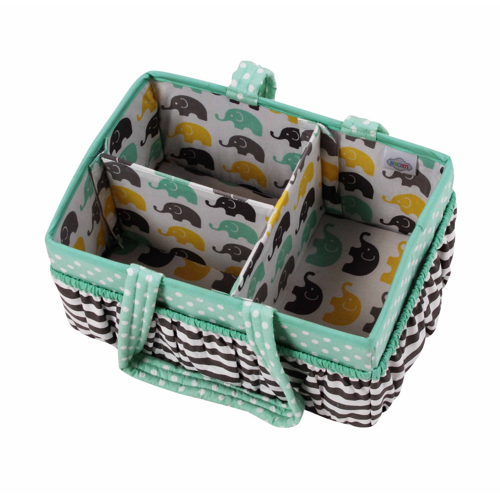 Bacati - Elephants Nursery Storage Items, Mint/Yellow/Grey - Bacati - Nursery/Kids Storage - Bacati