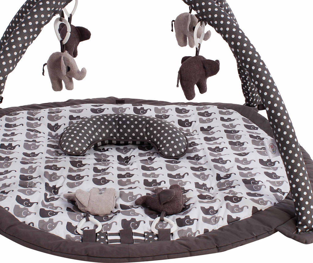 Playmat/Baby Activity Gym with Mat, Elephants White/Grey - Bacati - Baby Activity Gym with Mat - Bacati