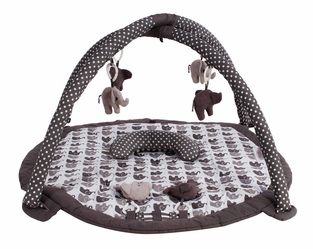 Playmat/Baby Activity Gym with Mat, Elephants White/Grey - Bacati - Baby Activity Gym with Mat - Bacati