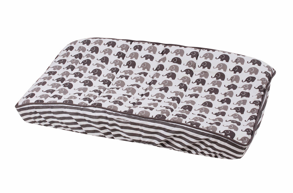 Elephants White/Grey Quilted Changing Pad Cover - Bacati - Changing pad cover - Bacati