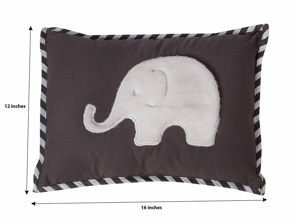 Decorative Pillow, Elephants White/Grey - Bacati - Dec Pillow or Rocker Dec Pillow - Bacati
