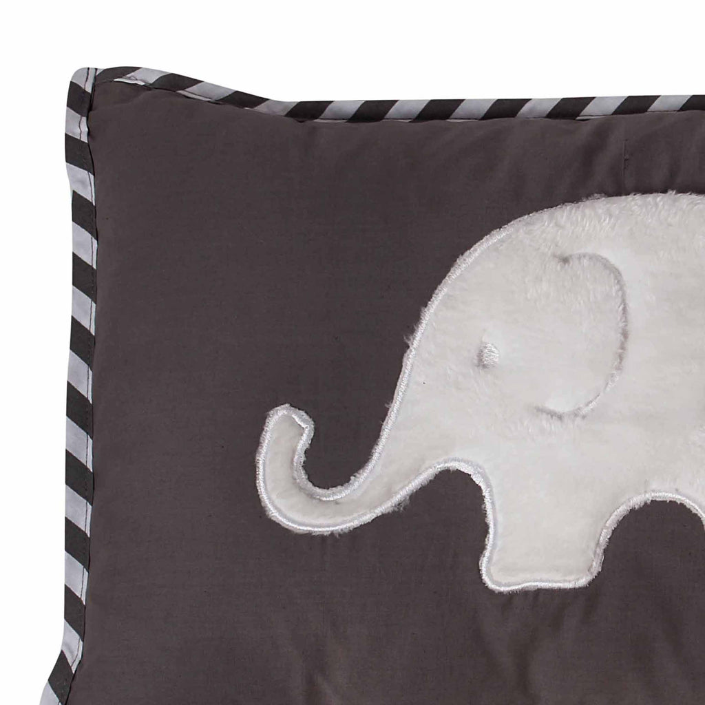 Decorative Pillow, Elephants White/Grey - Bacati - Dec Pillow or Rocker Dec Pillow - Bacati