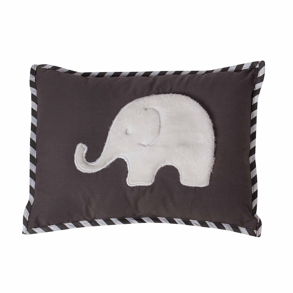 Bacati - Decorative Pillow, Elephants White/Grey - Bacati - Dec Pillow or Rocker Dec Pillow - Bacati