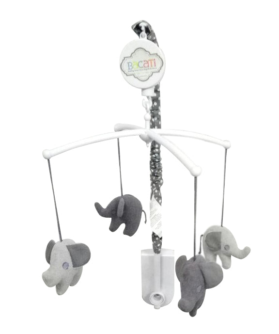 Elephants White/Grey Musical Baby Crib Mobile - Bacati - Musical Baby Crib Mobile - Bacati