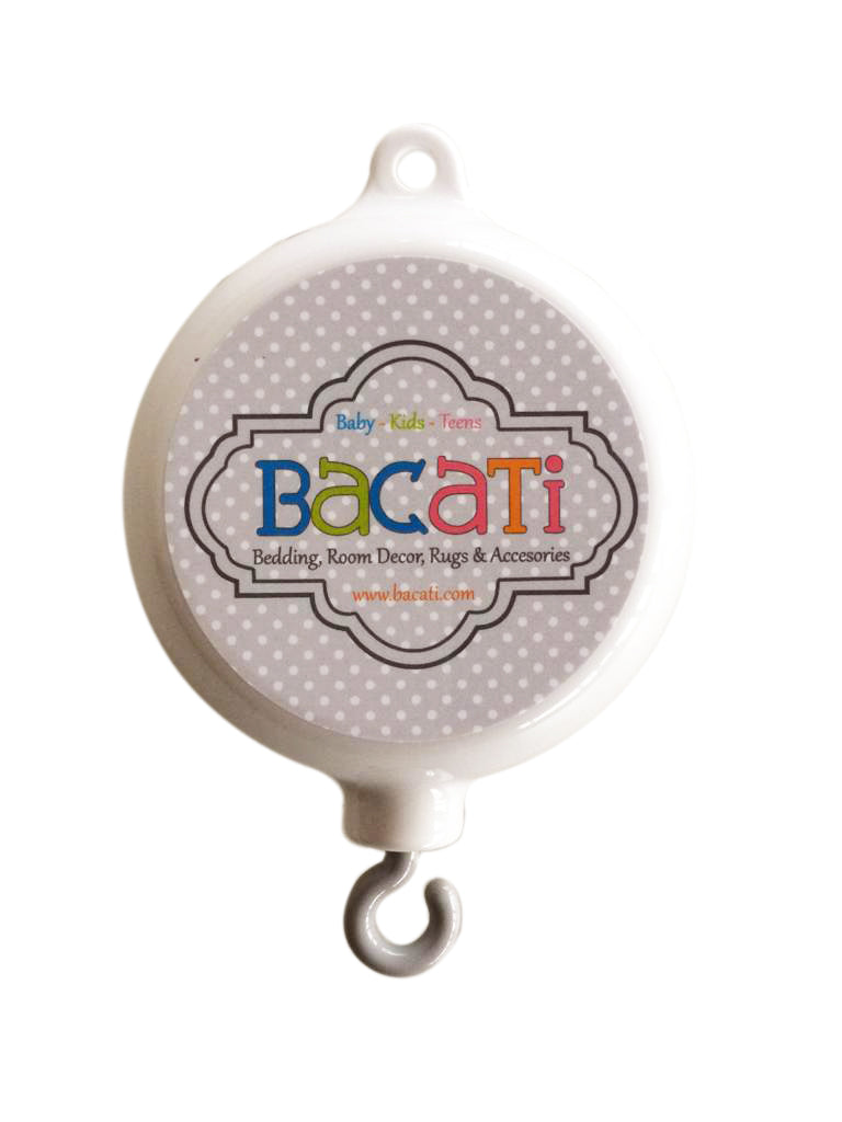 Elephants White/Grey Musical Baby Crib Mobile - Bacati - Musical Baby Crib Mobile - Bacati